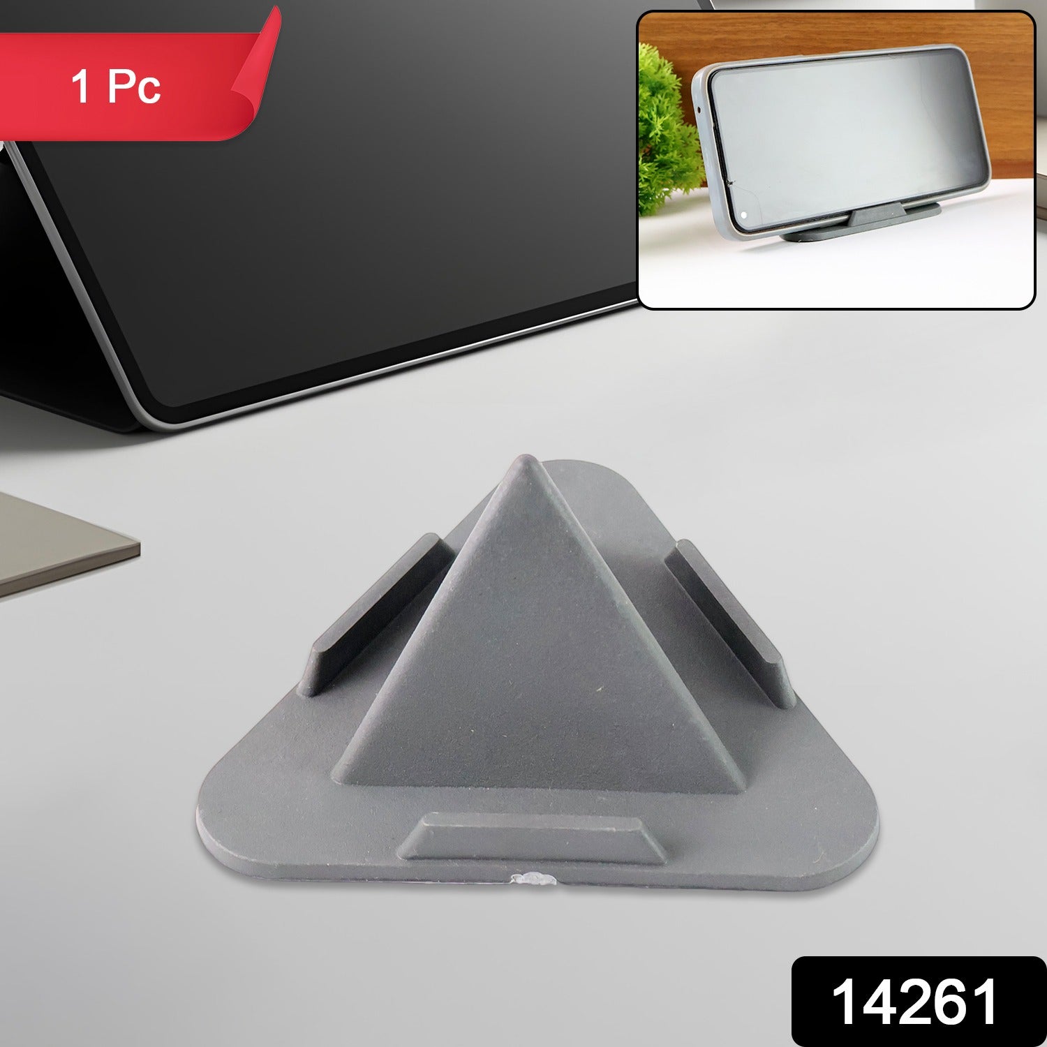 Grey Pyramid Mobile Stand – 3 Adjustable Viewing Angles Secondary image