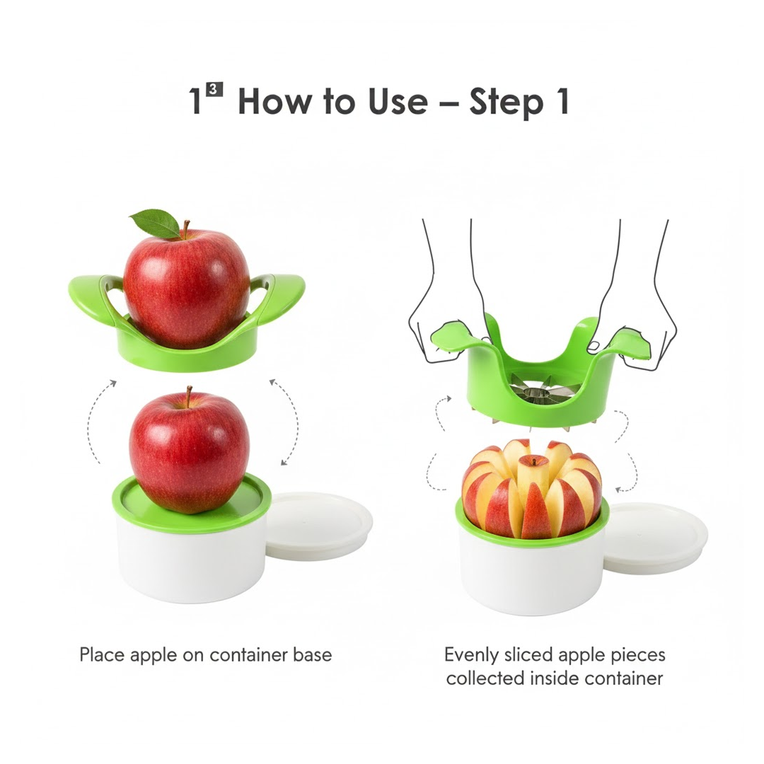 Apple Cutter with Container – Quick, Neat Slicing & Core Removal Secondary image