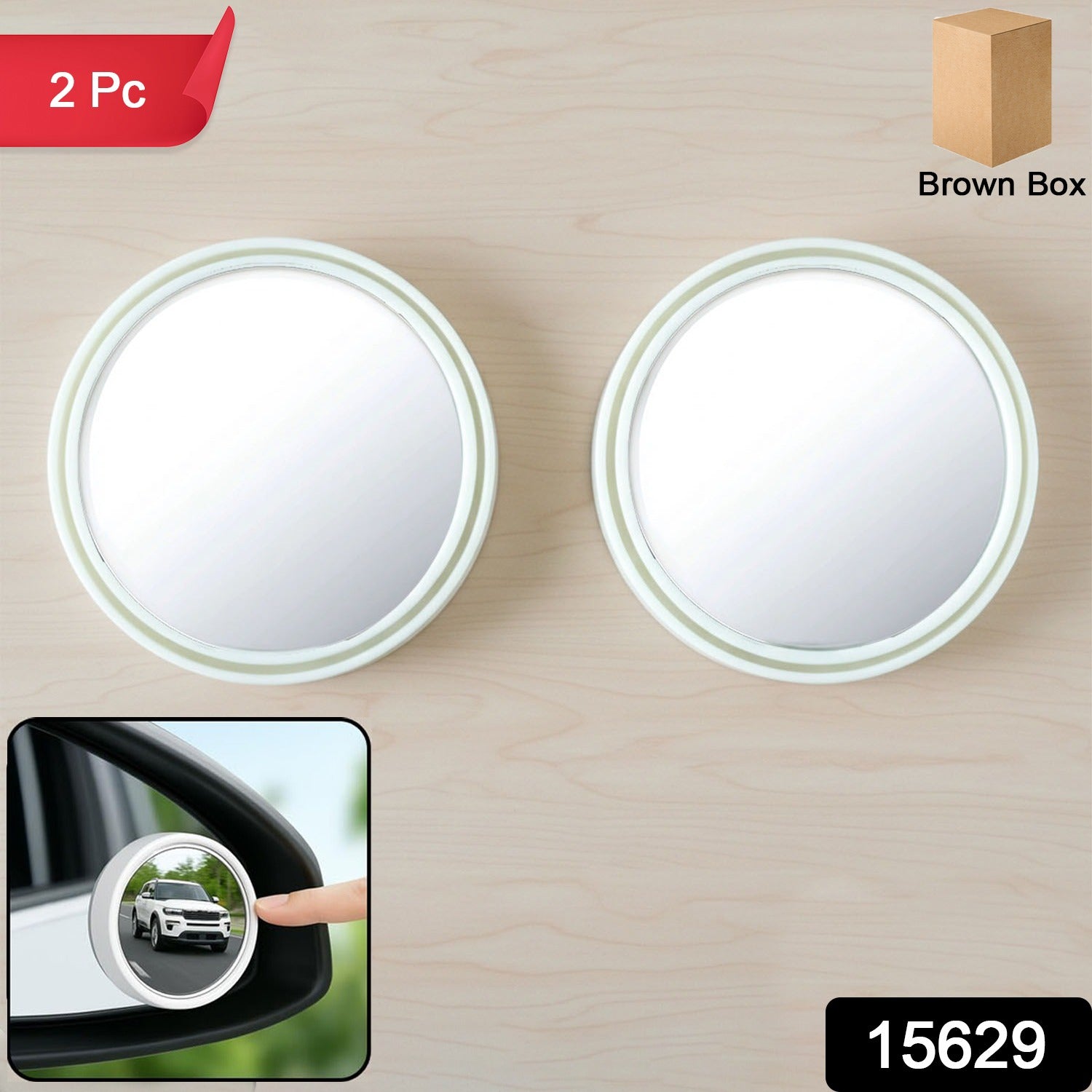 Car Blind Spot Mirror – White Round Set for Enhanced Safety Secondary image