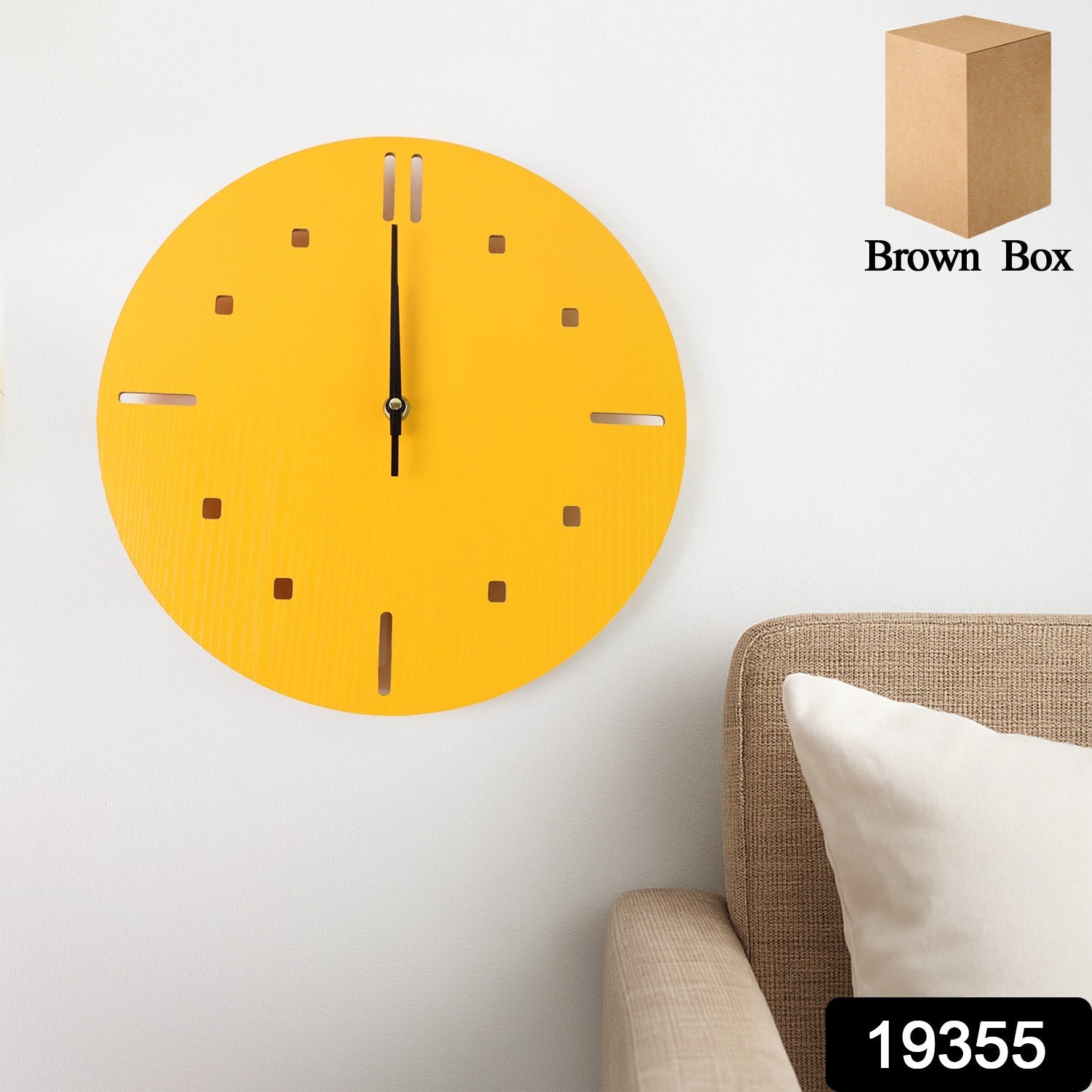 Yellow Silent Wall Clock – Modern Non-Ticking Timepiece Secondary image