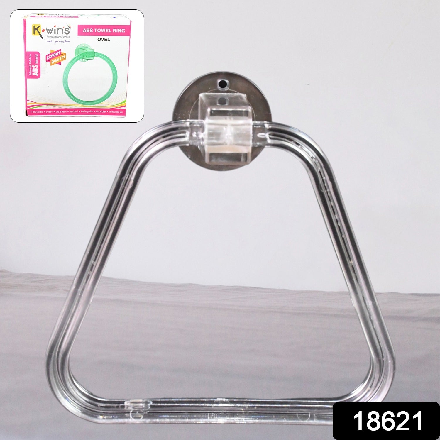 ABS Towel Ring Holder – Unbreakable Square Wall Mount | BathNova Secondary image