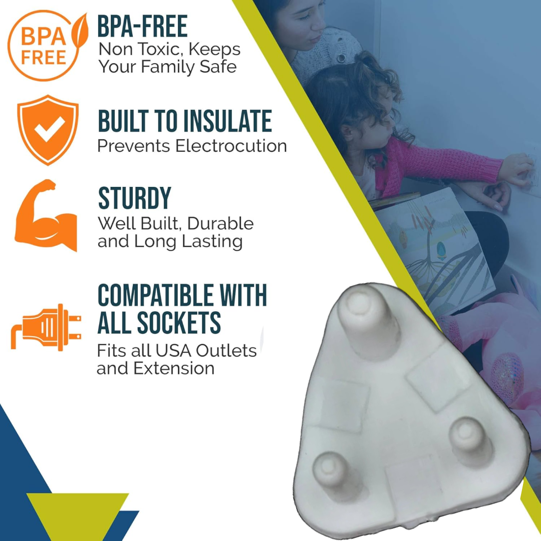 Baby safety socket cover installed in a wall outlet. Main image