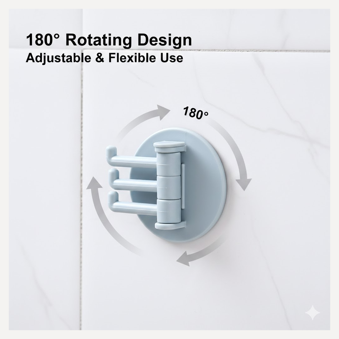Punch-Free Sticky Hook – 3-Hook Rotating Organizer | GlimmerHome Secondary image