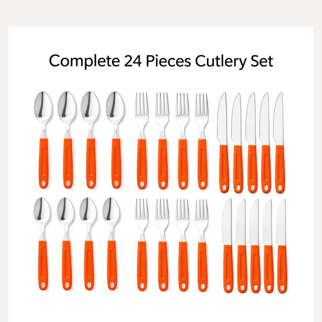 24 Pcs Cutlery Set – Stainless Steel & Plastic | Indo Glow Secondary image