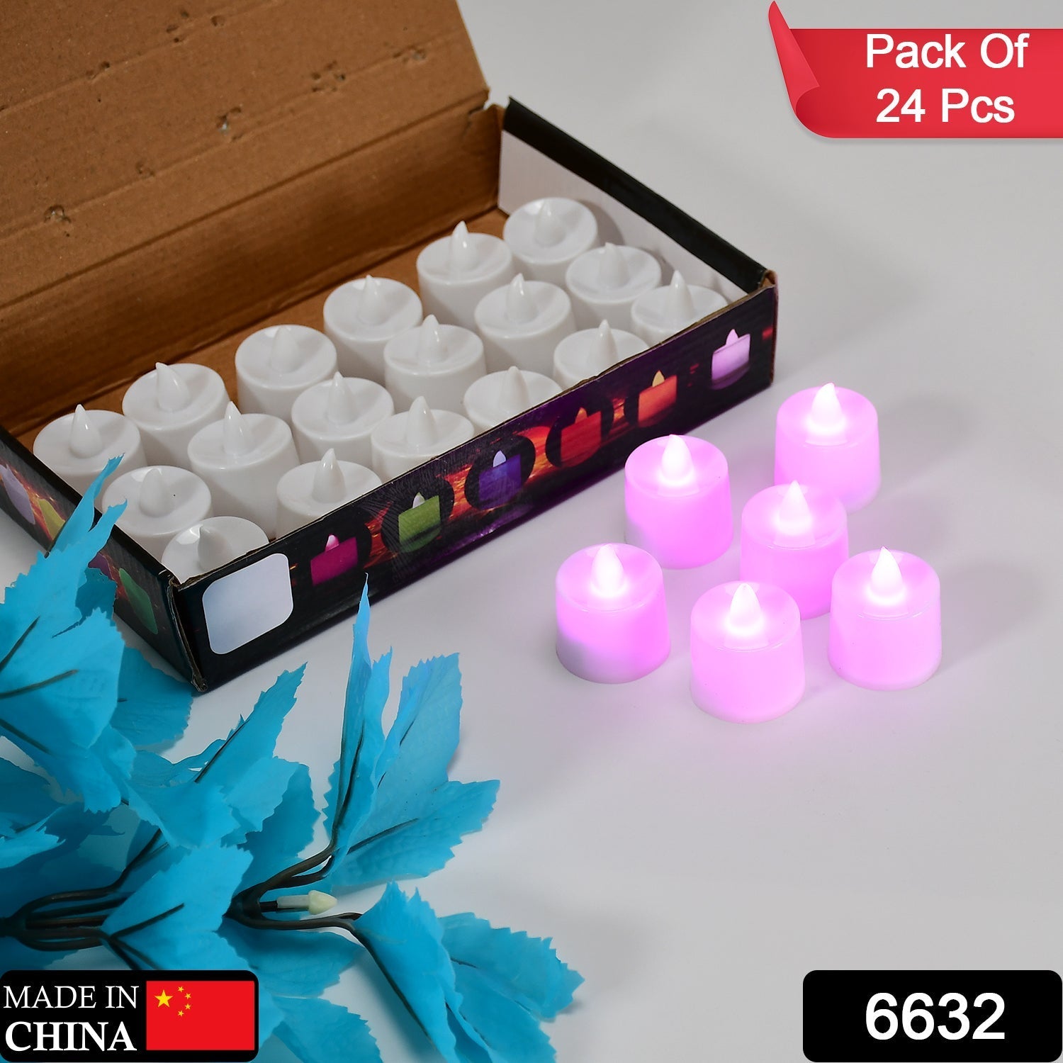 Pink Flameless LED Tealights – Safe Decorative Candles (24 Pcs) | Styleva Secondary image