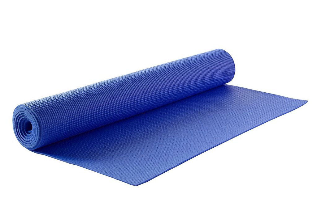 Yoga mat rolled up with carry strap and bag, ready for transport. Main image