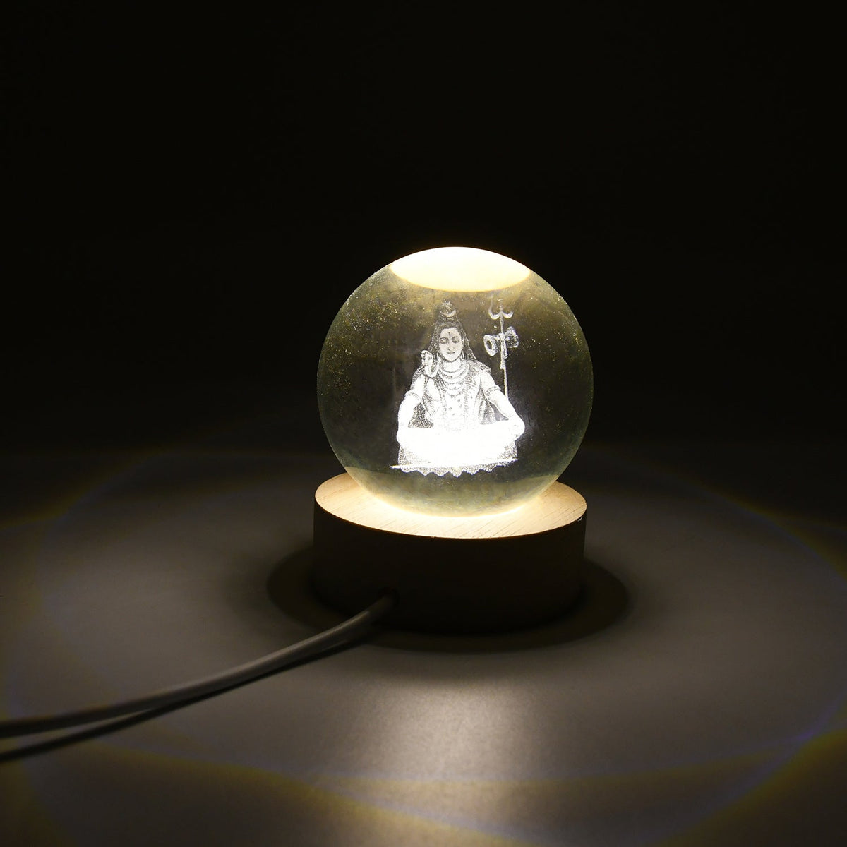 A captivating 3D Crystal Ball Lamp showcasing an intricate design, illuminated with a warm glow. Main image