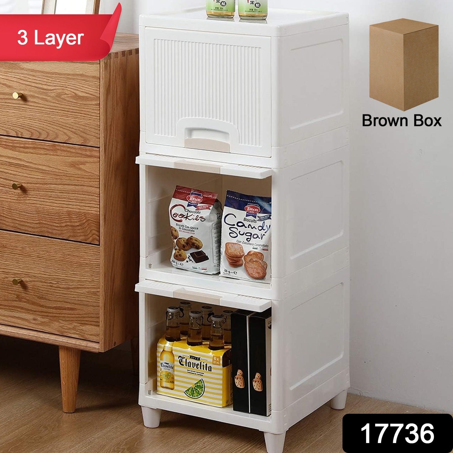 Plastic Storage Cabinet – 3-Layer Foldable Organizer | Organivo Secondary image