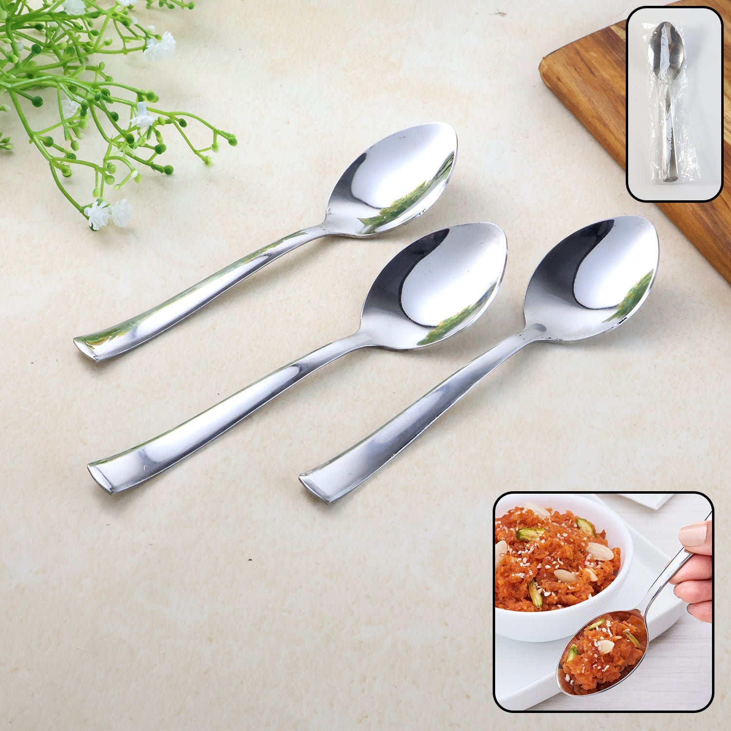 Dining Spoons Set of 3 – Rust-Resistant with Comfortable Grip Secondary image