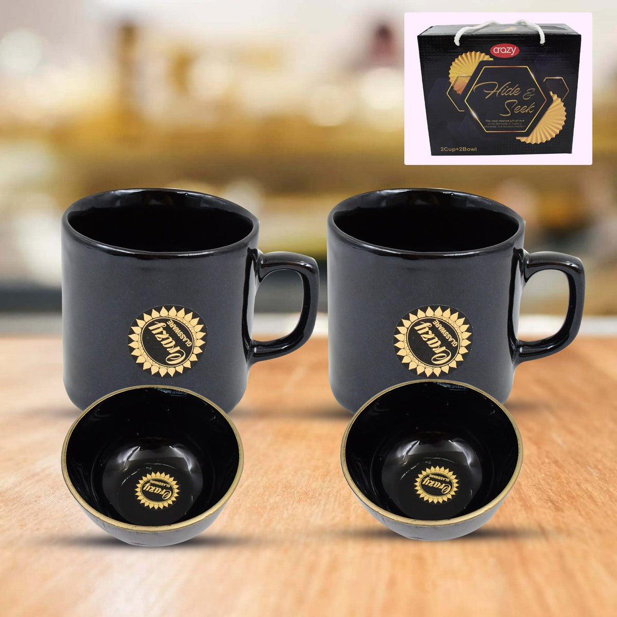 Elegant ceramic tea cup set with round serving bowls, presented on a light background. Main image