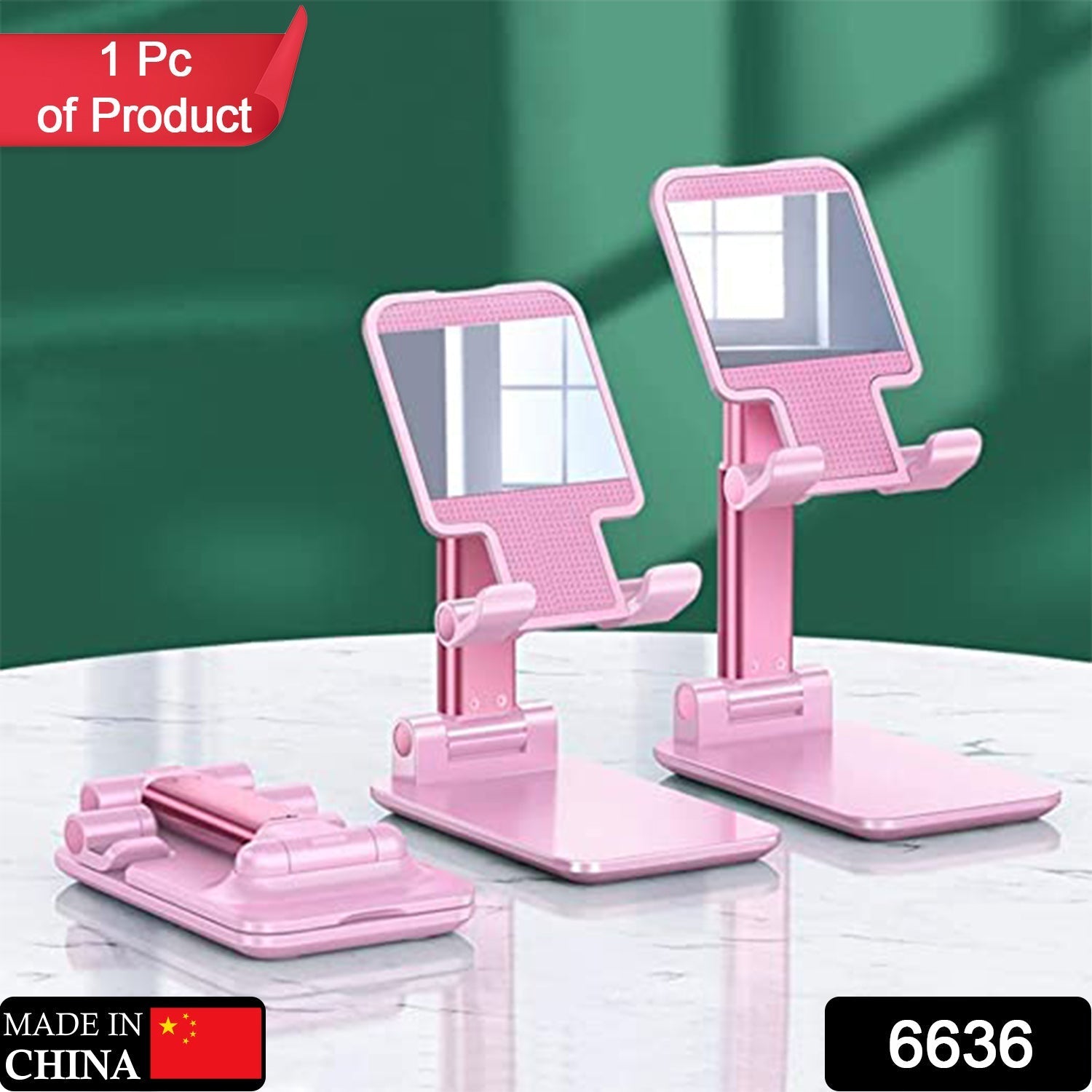 Adjustable Phone Stand – 3-Way Desk Mobile Holder with Mirror | Deskrova Secondary image