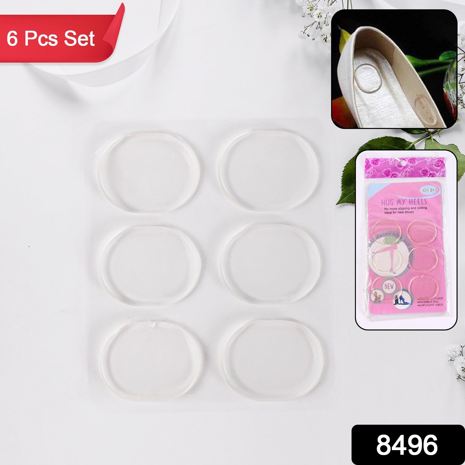 Silicone Shoe Insoles Heel Pads – 6 Pc Cushion Set | FitFuzion Secondary image
