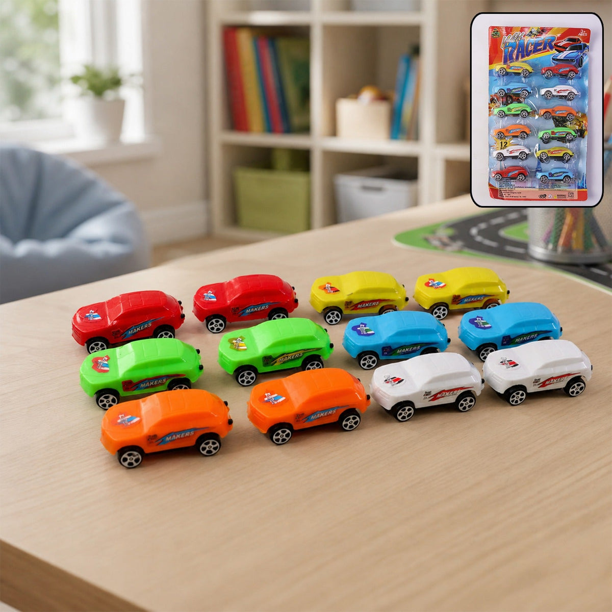 Colorful pull-back toy cars set of 12 for kids Main image