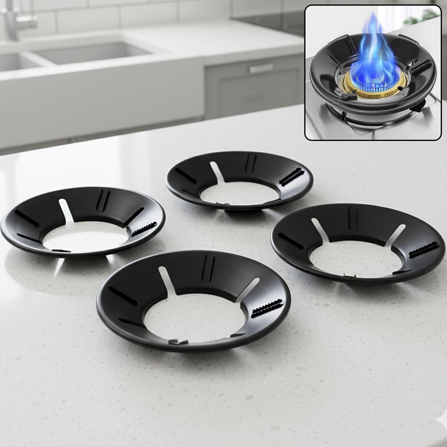 Gas Stove Flame Protector Ring – 4 Pc Set for Efficient Cooking Secondary image