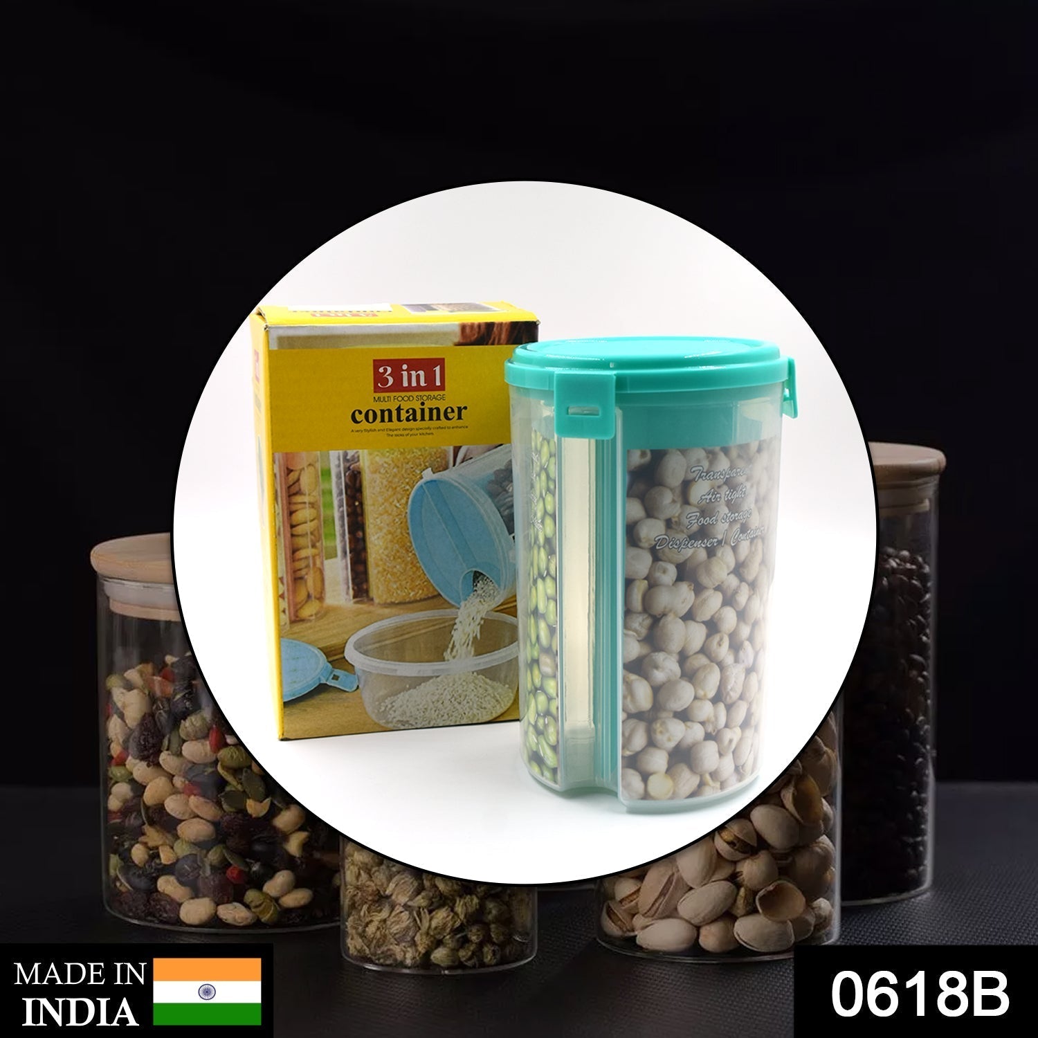 Airtight Storage Container – 3-in-1 Food Dispenser | Velvet Wheels Secondary image