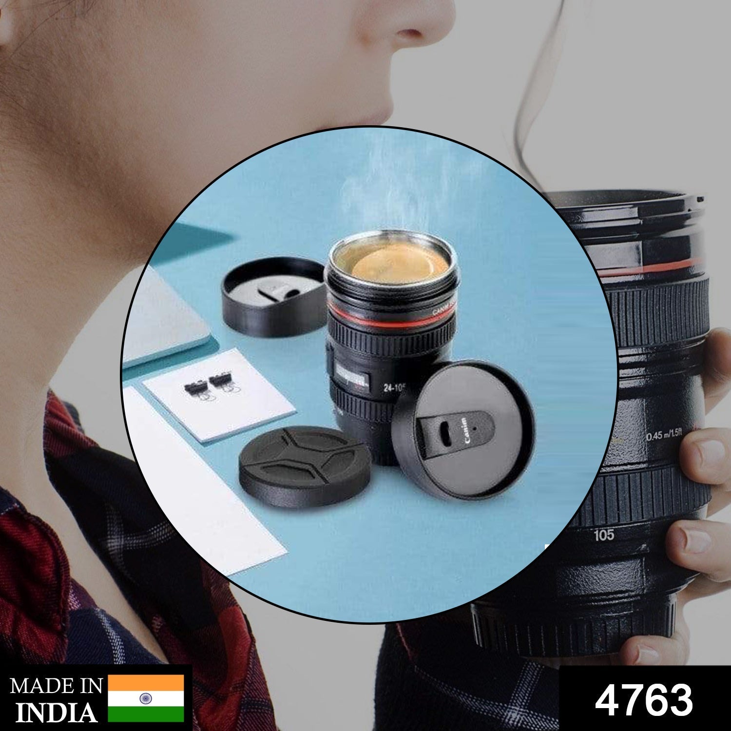 Camera Lens Coffee Mug – Stainless Steel, 350ml | Konvex Secondary image