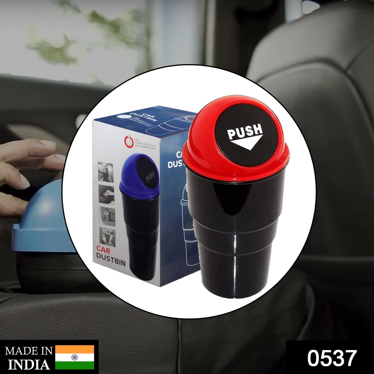 Car Dustbin – Portable Mini Trash Bin & Ashtray | Velvet Wheels Secondary image