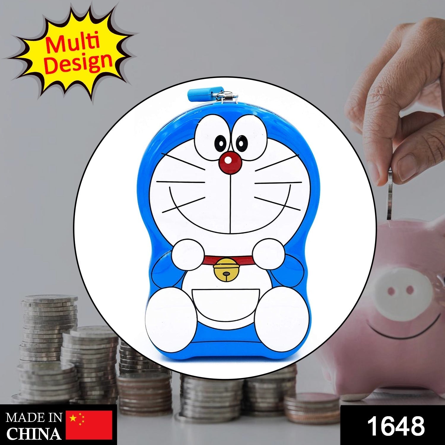 Cartoon Character Piggy Bank – Kids Metal Coin Box | Gamevana Secondary image
