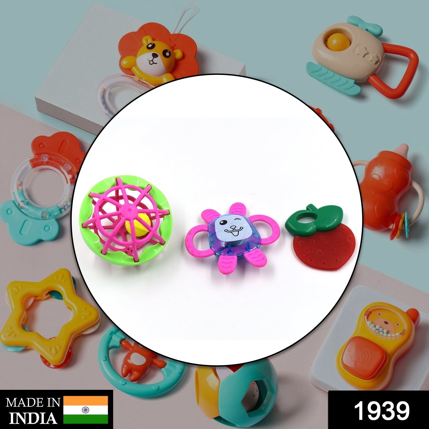 Baby Rattle Toy Set – 3-Piece for Sensory Play & Early Learning | Aditi Secondary image