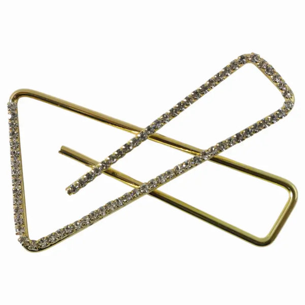 Premium Golden Crystal Triangle Saree Safety Pin Brooch for Dupatta, Shawl & Scarf Styling (1 Pc)