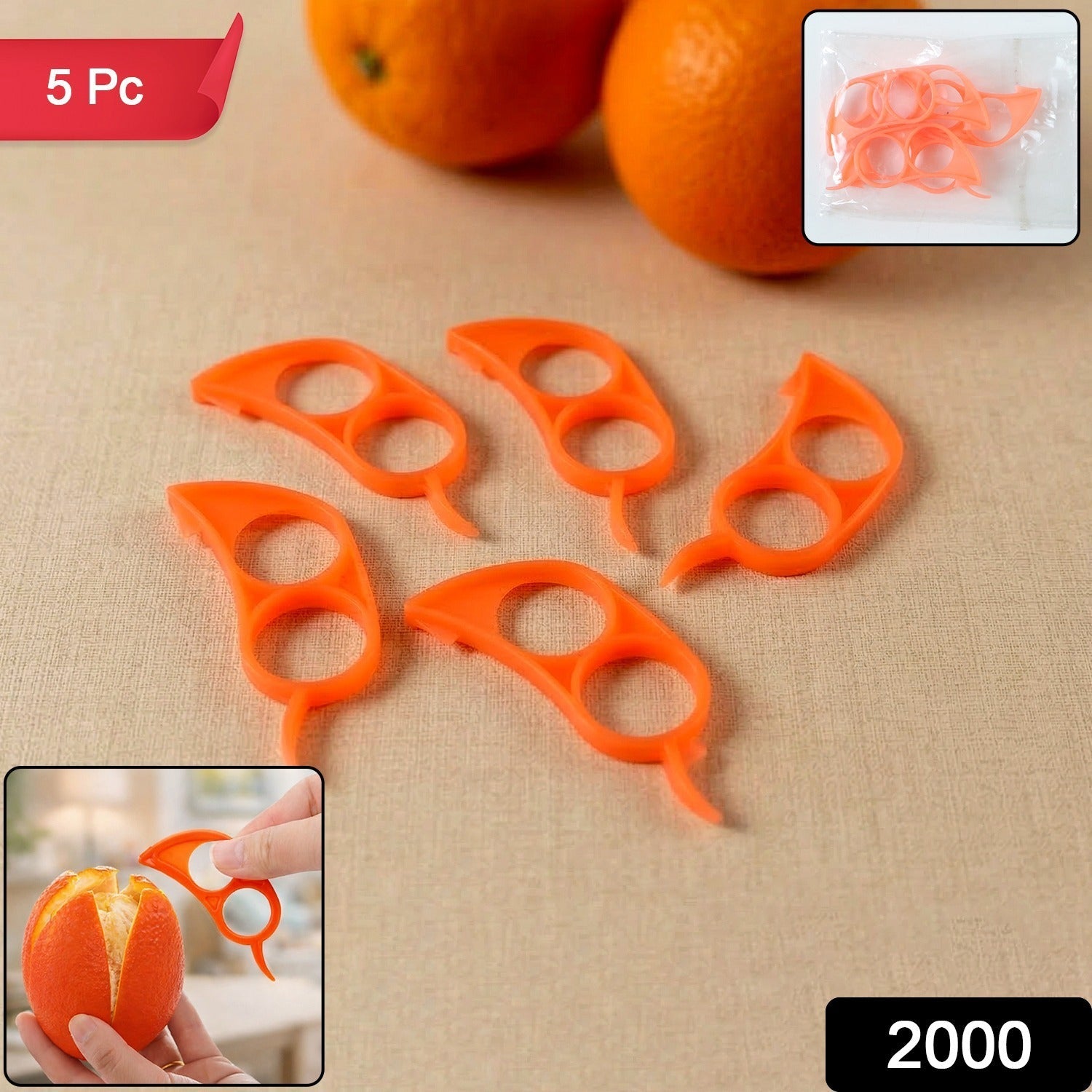 Plastic Orange Peeler Tool – Easy Peel Set of 5 for Citrus Fruits Secondary image