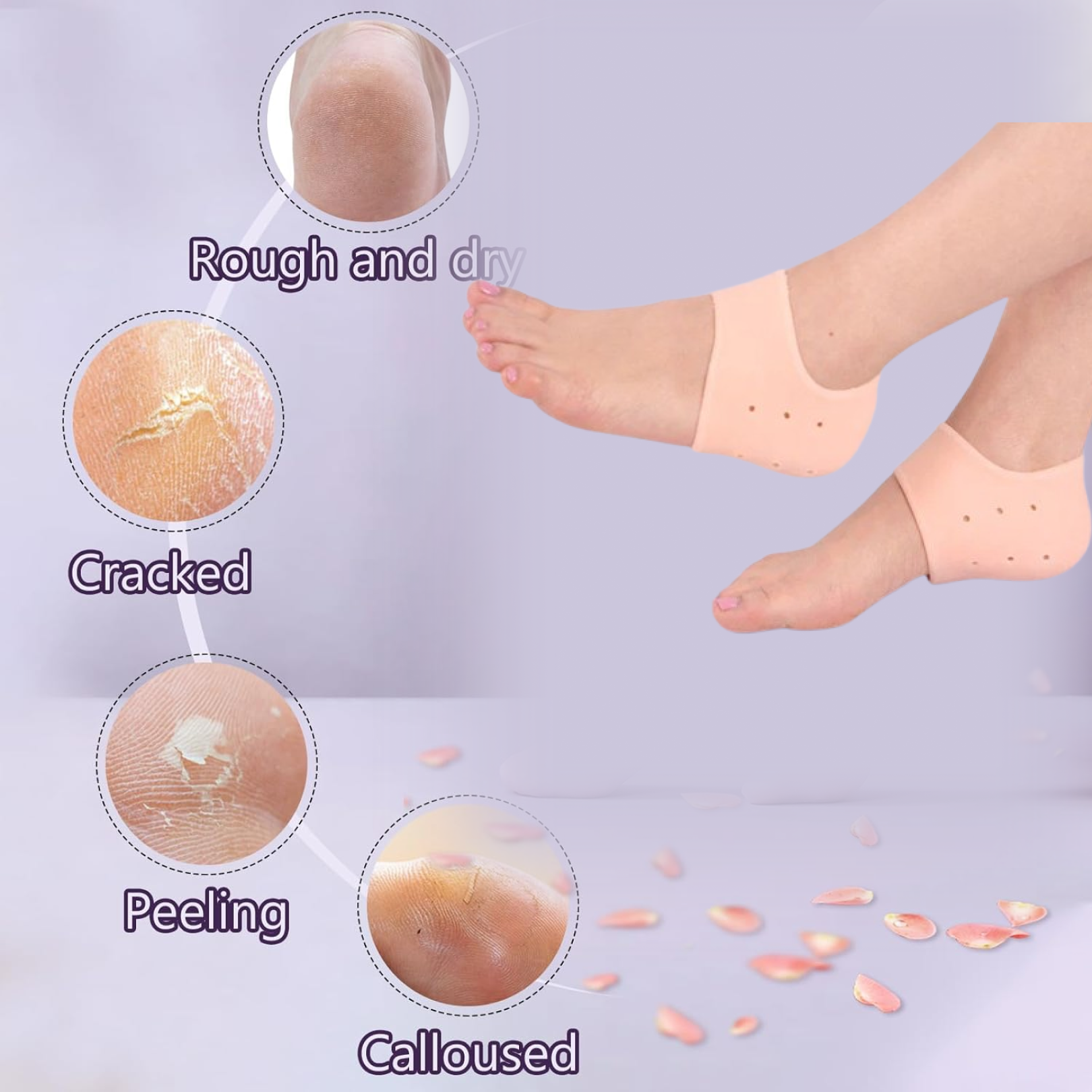 Silicone Heel Protectors – Anti-Crack Moisturizing Socks | Velvet Wellness Secondary image
