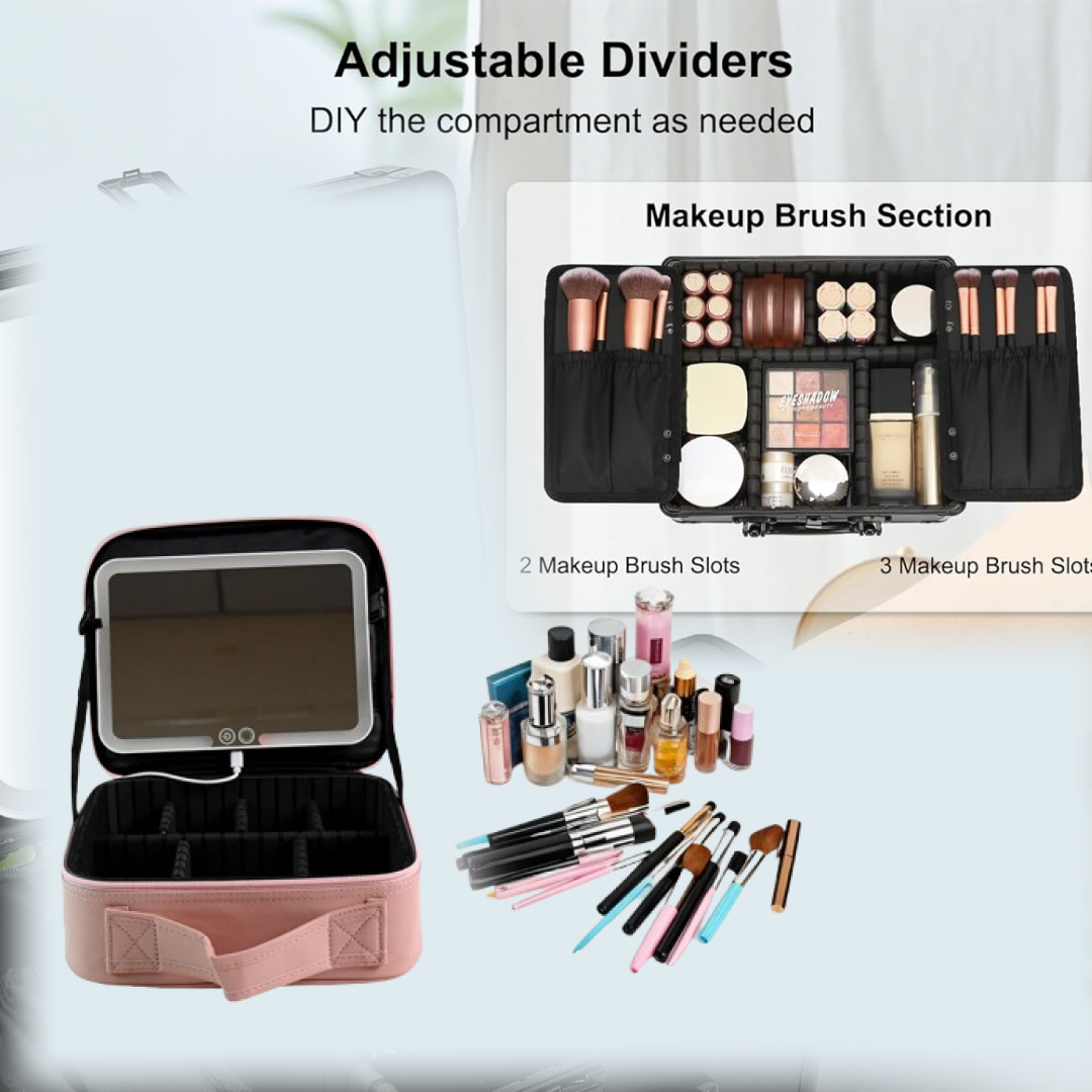 LED Makeup Organizer Box – Touch Sensor Mirror & USB Rechargeable Secondary image