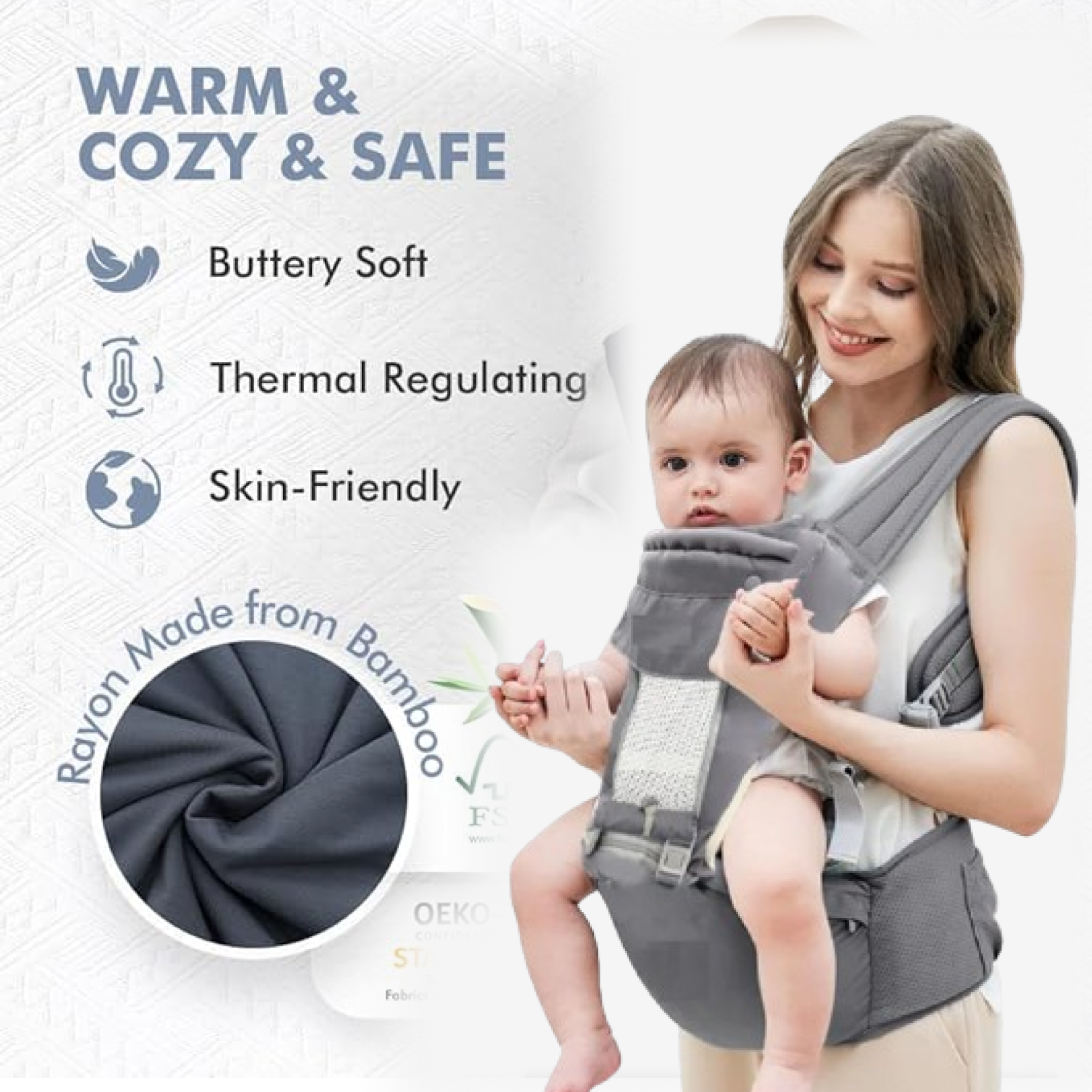 Ergonomic Baby Carrier – Hip Seat, Multi-Position | Tender Tend Secondary image
