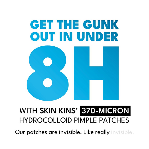Several GlowForm acne spot patches on a backing sheet, ready for application.