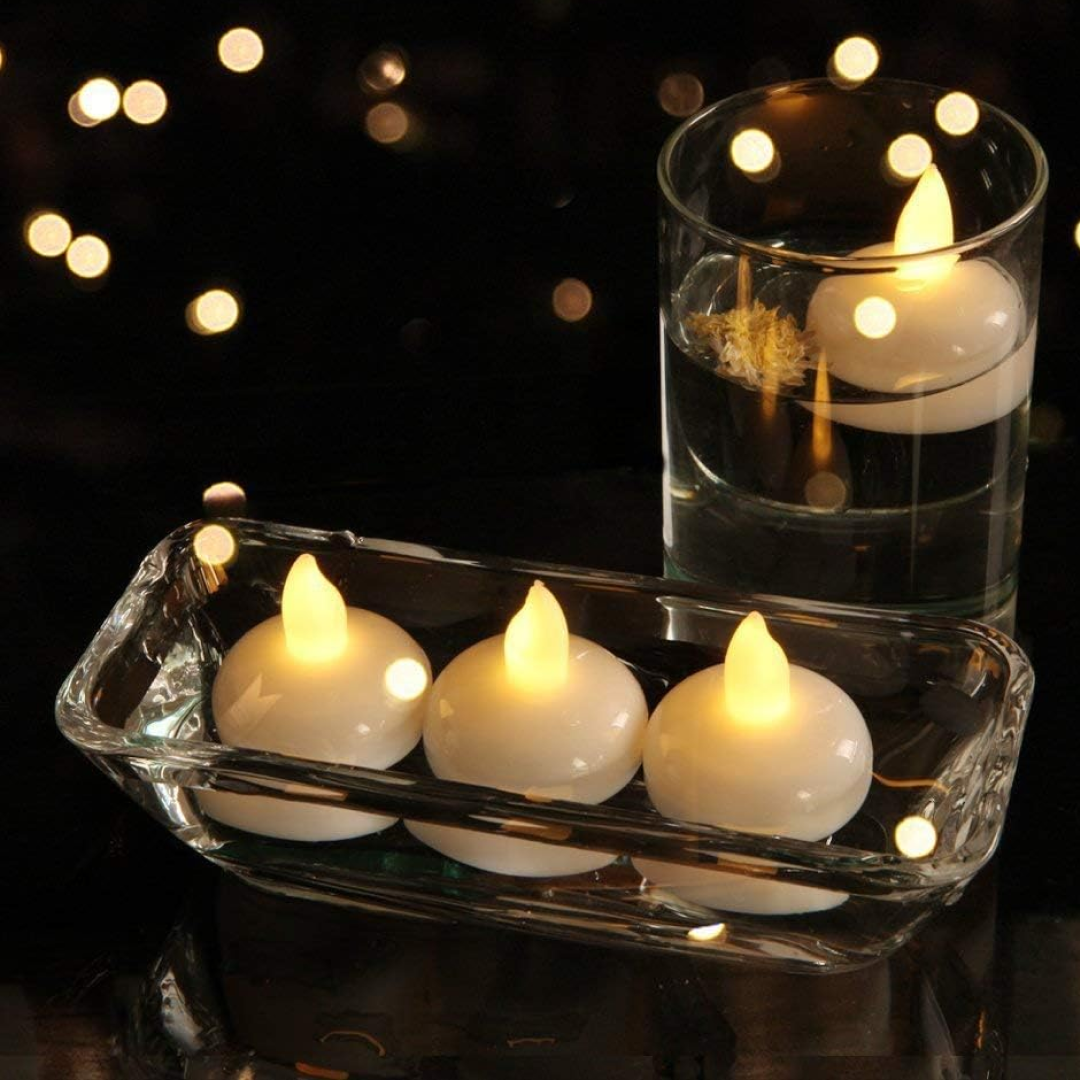 Decorative flameless floating candles for water settings Main image
