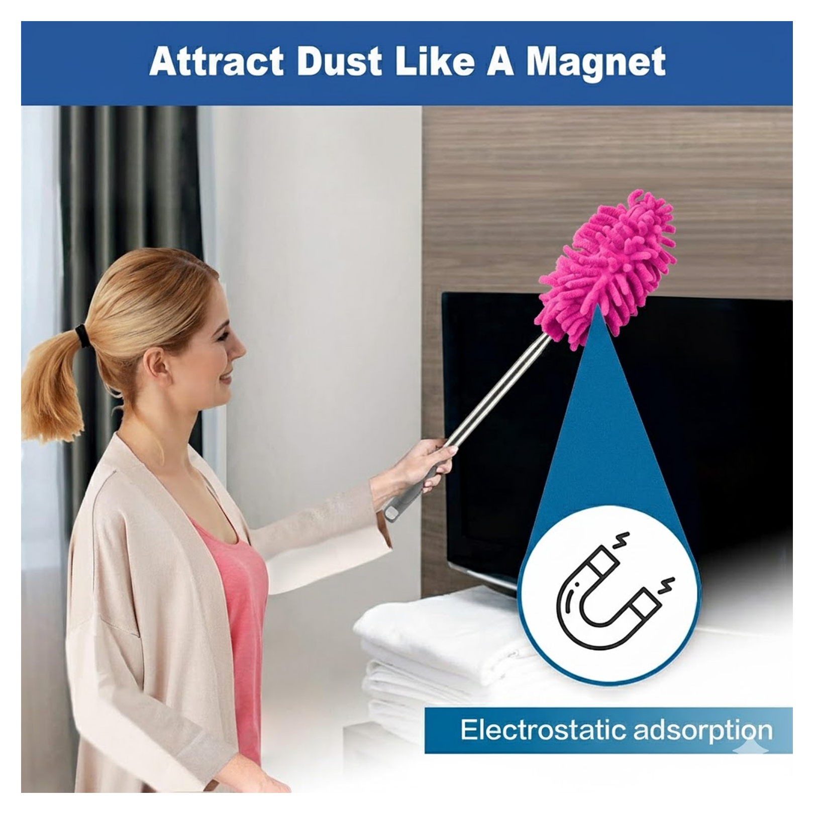 Extendable Microfiber Duster – For Fan & High Ceiling Cleaning | Velvet Wipe Secondary image