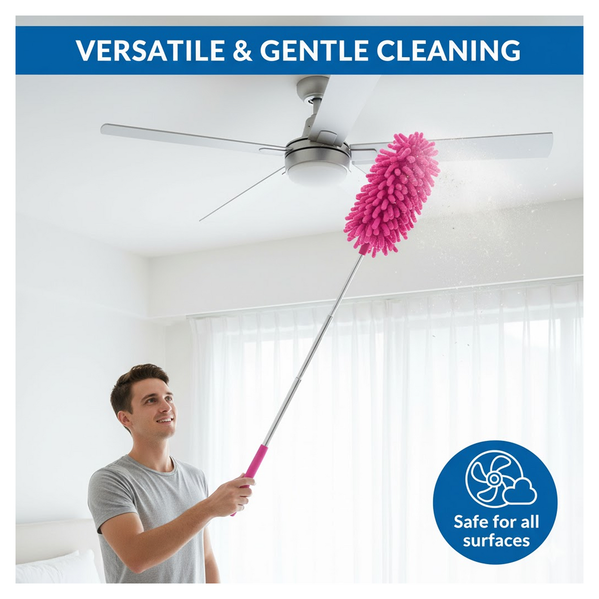 Components of the extendable microfiber duster showing its design Main image