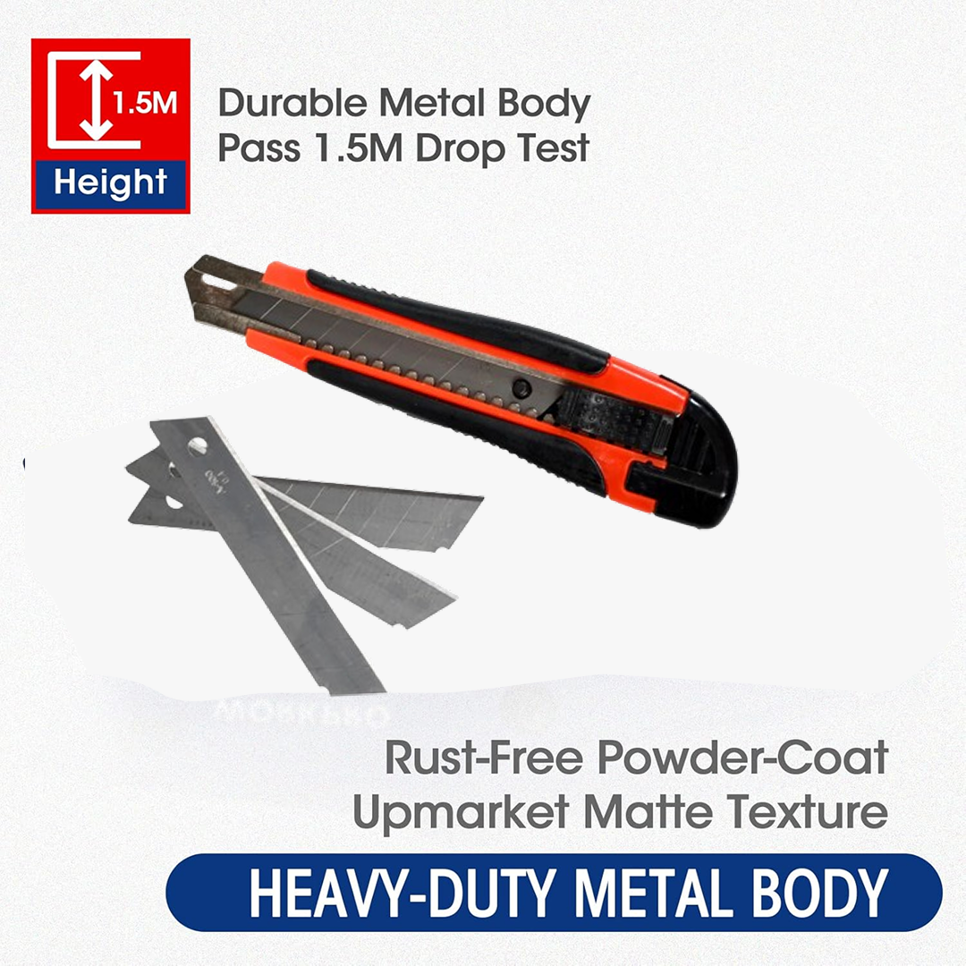 Heavy duty cutter knife set with 18mm retractable blade and extra blades. Main image