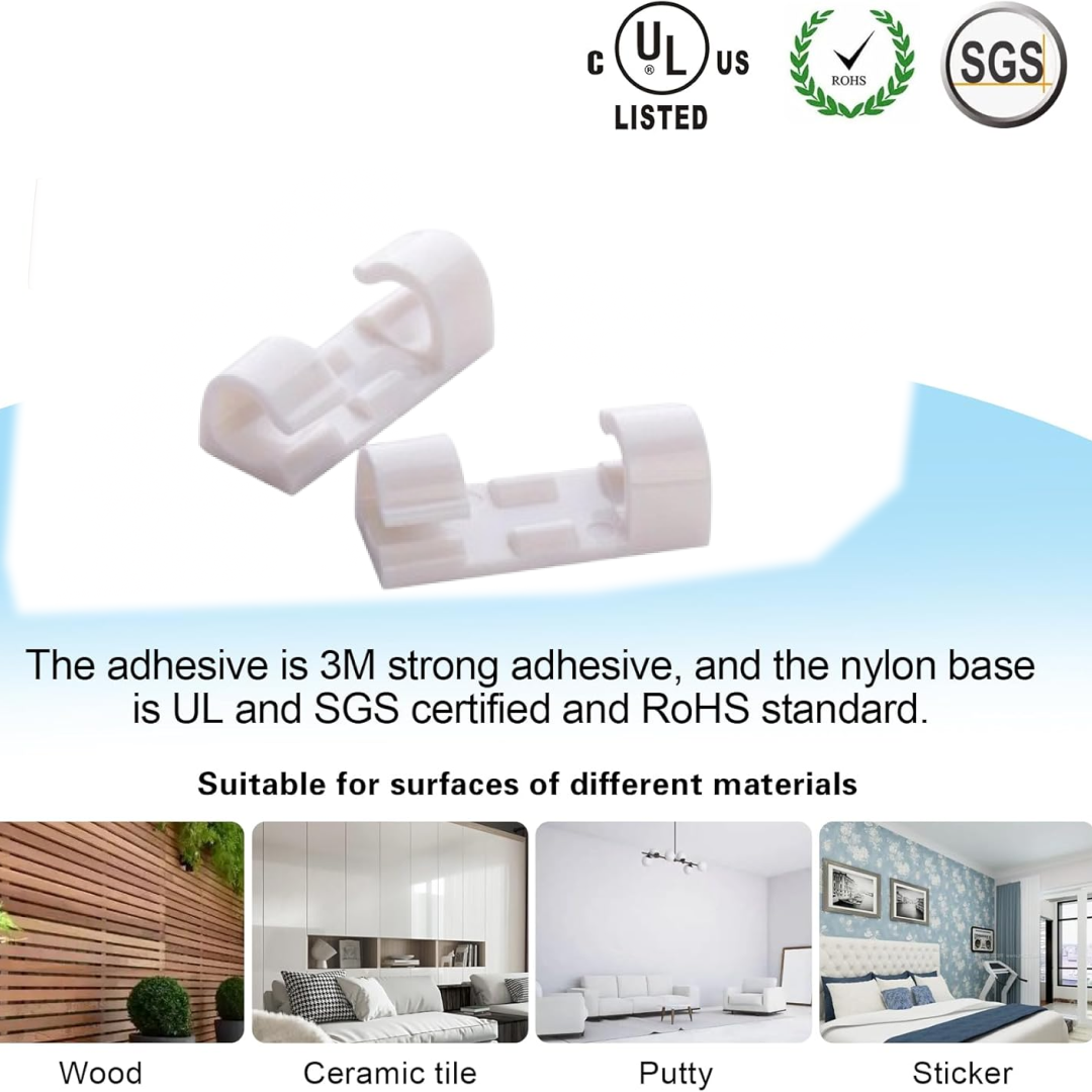 Self-Adhesive Cable Clips – 20-Pack Wire Organizers | Dustiva Secondary image