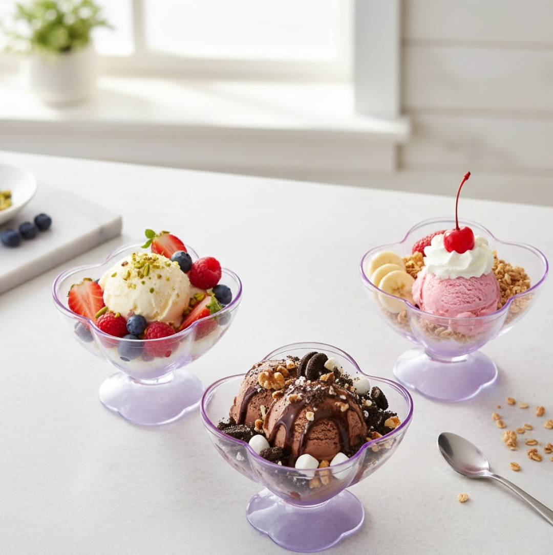 Plastic Dessert Bowl Set – 6-Piece Reusable | VoltDesk Secondary image