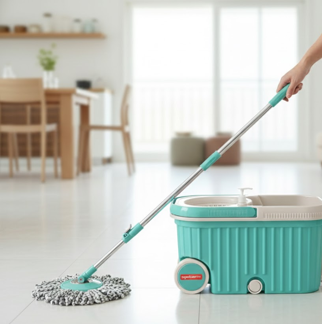 360 Spin Mop with Wheels – Microfiber, Auto-Fold Handle | Ganesh Secondary image