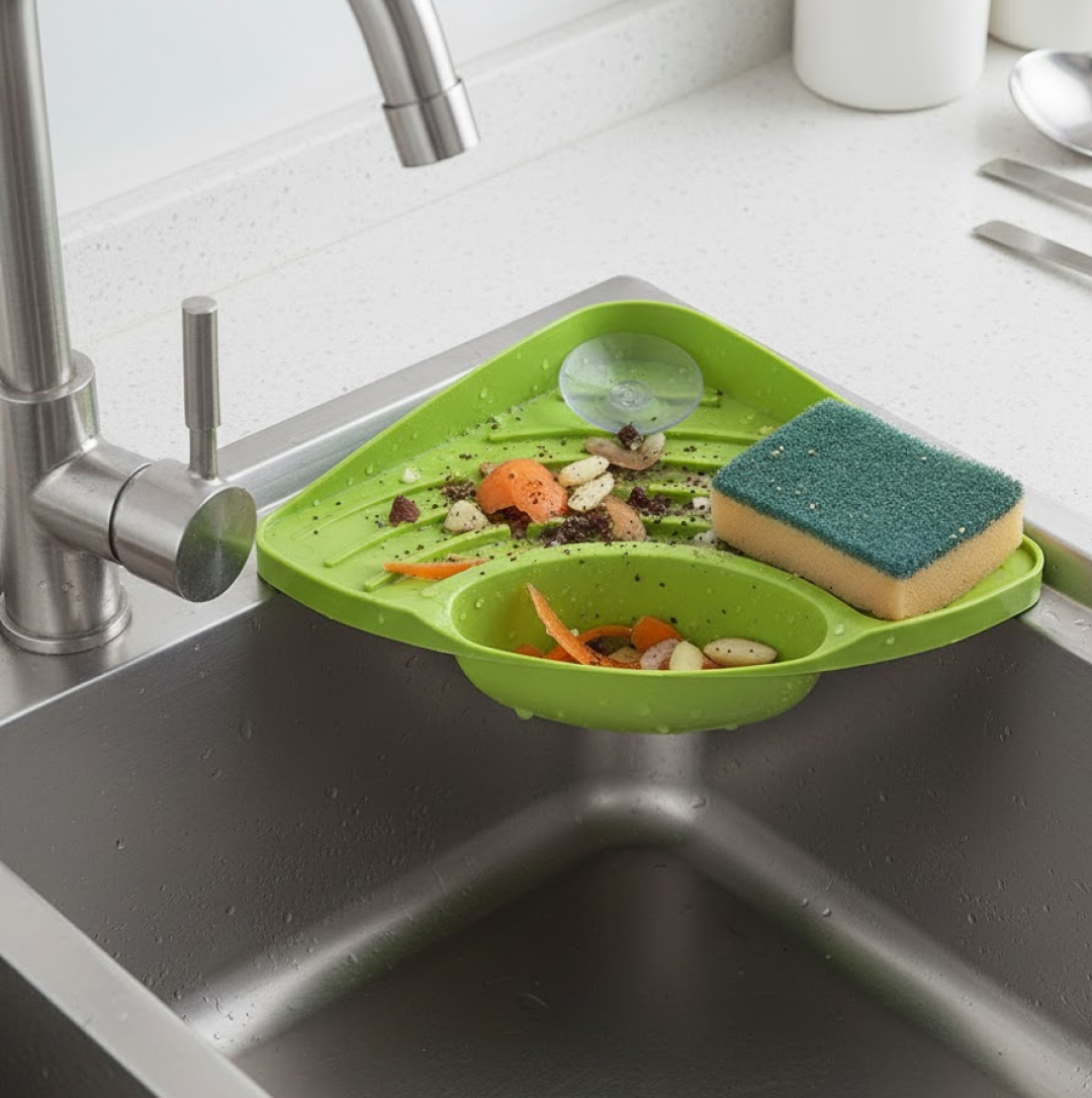 Corner Sink Strainer – Kitchen Waste & Sponge Holder | ShineCrest Secondary image