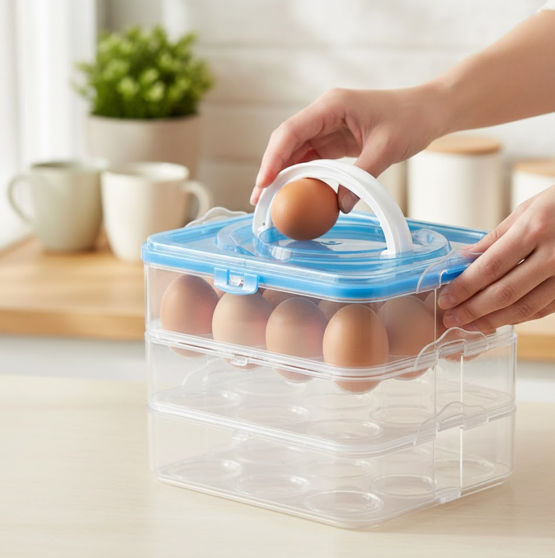 3-layer plastic refrigerator egg storage box with 36 egg capacity Main image
