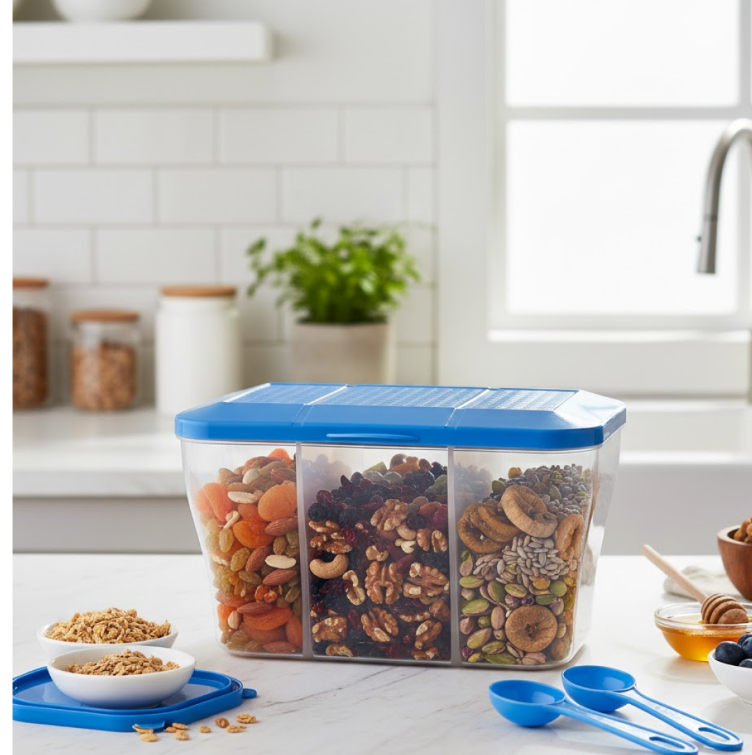 Airtight Storage Container – 750ml 3-Section Jar | Organivo Secondary image