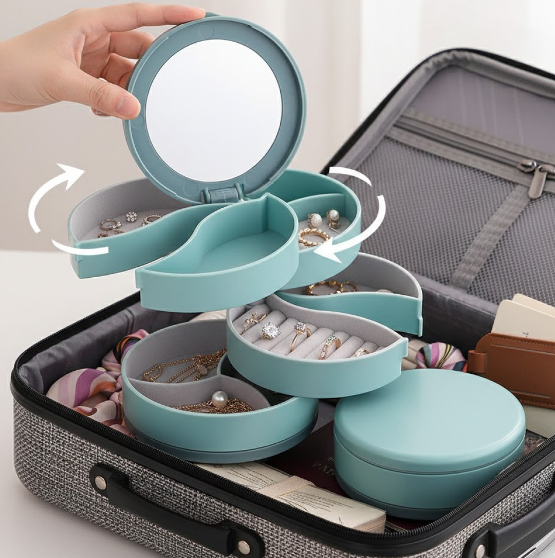 Rotating Jewellery Box – 4-Layer 360° Organizer with Mirror | Secondary image