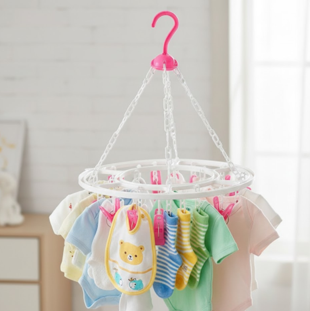 Cloth Drying Hanger – Round with 24 Clips, Space-Saving | Indo Glow Secondary image