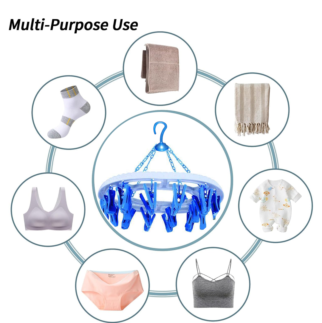 18-Clip Cloth Drying Hanger – Round Plastic for Delicates | Indo Glow Secondary image