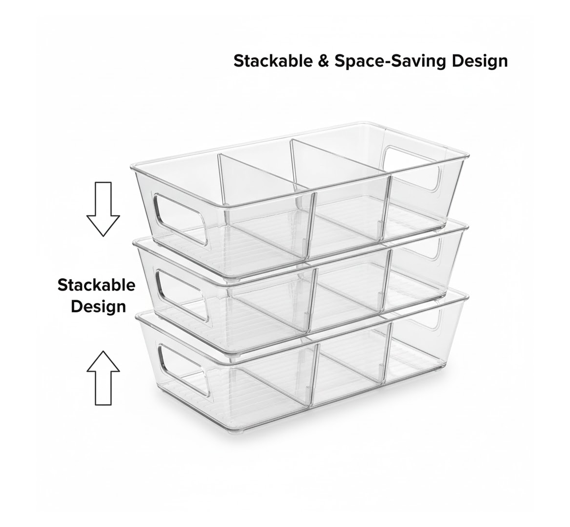 Refrigerator Organizer Bin – Clear Stackable with Handle | Organivo Secondary image