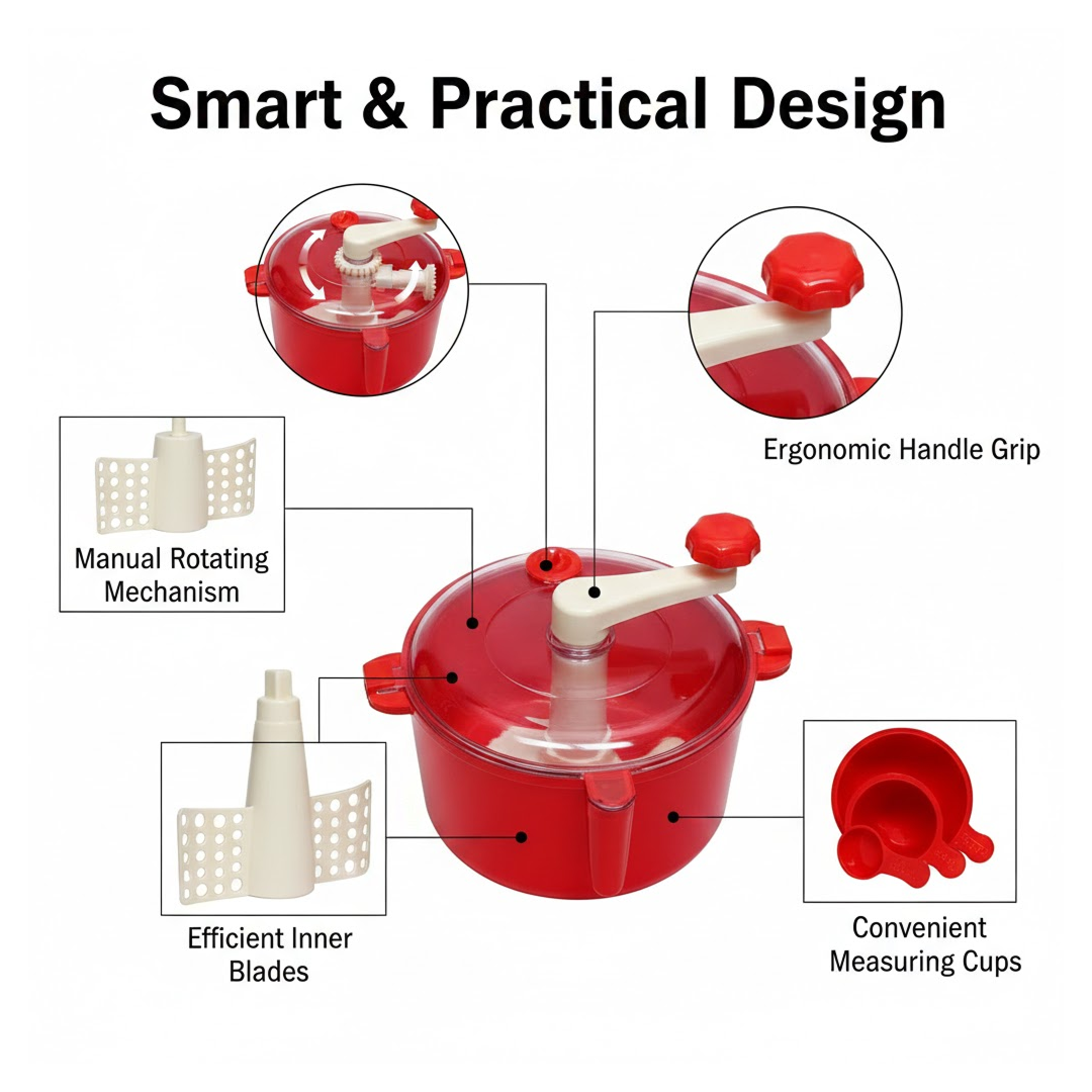 Top view of the Indo Glow Atta Maker Machine, showcasing its handle and lid. Main image