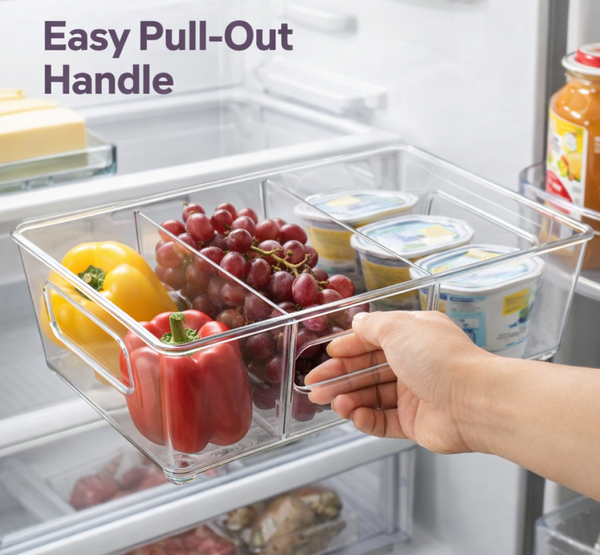 Organized pantry shelf featuring the versatile clear plastic storage bins.