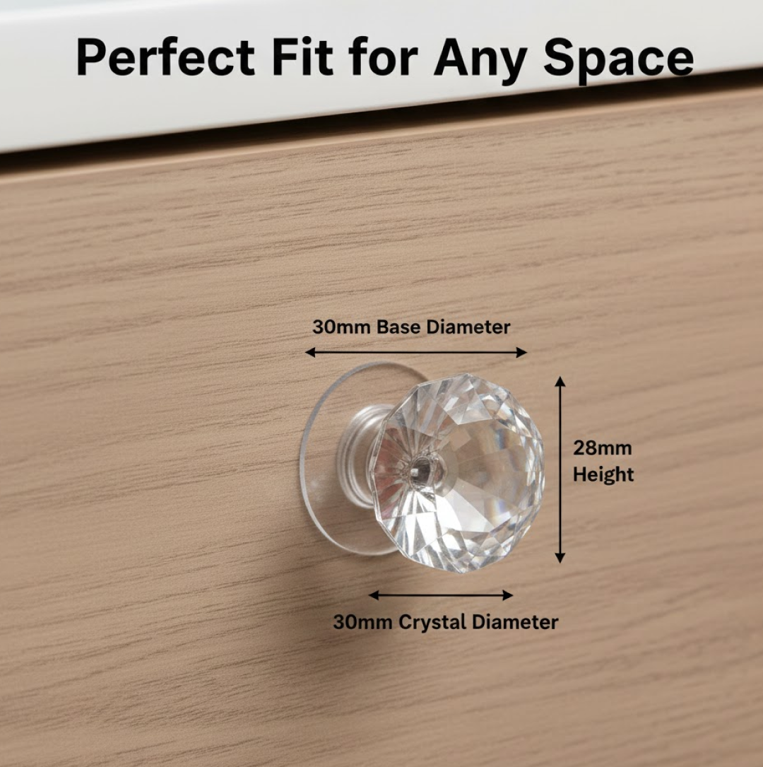 Crystal Cabinet Knob – Self-Adhesive Diamond Design | GlimmerHome Secondary image
