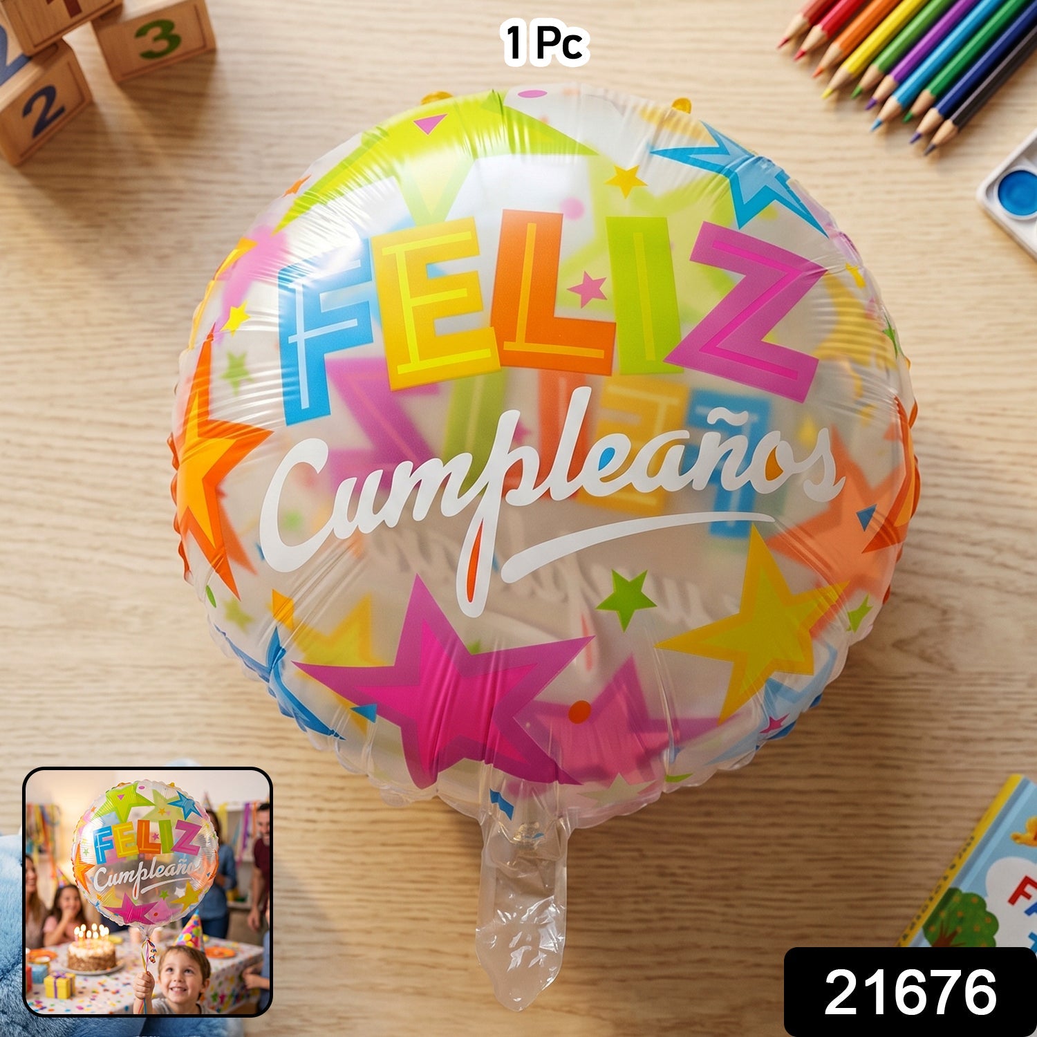 Colorful Feliz Cumpleaños Foil Balloon – Bright Birthday Decoration Secondary image
