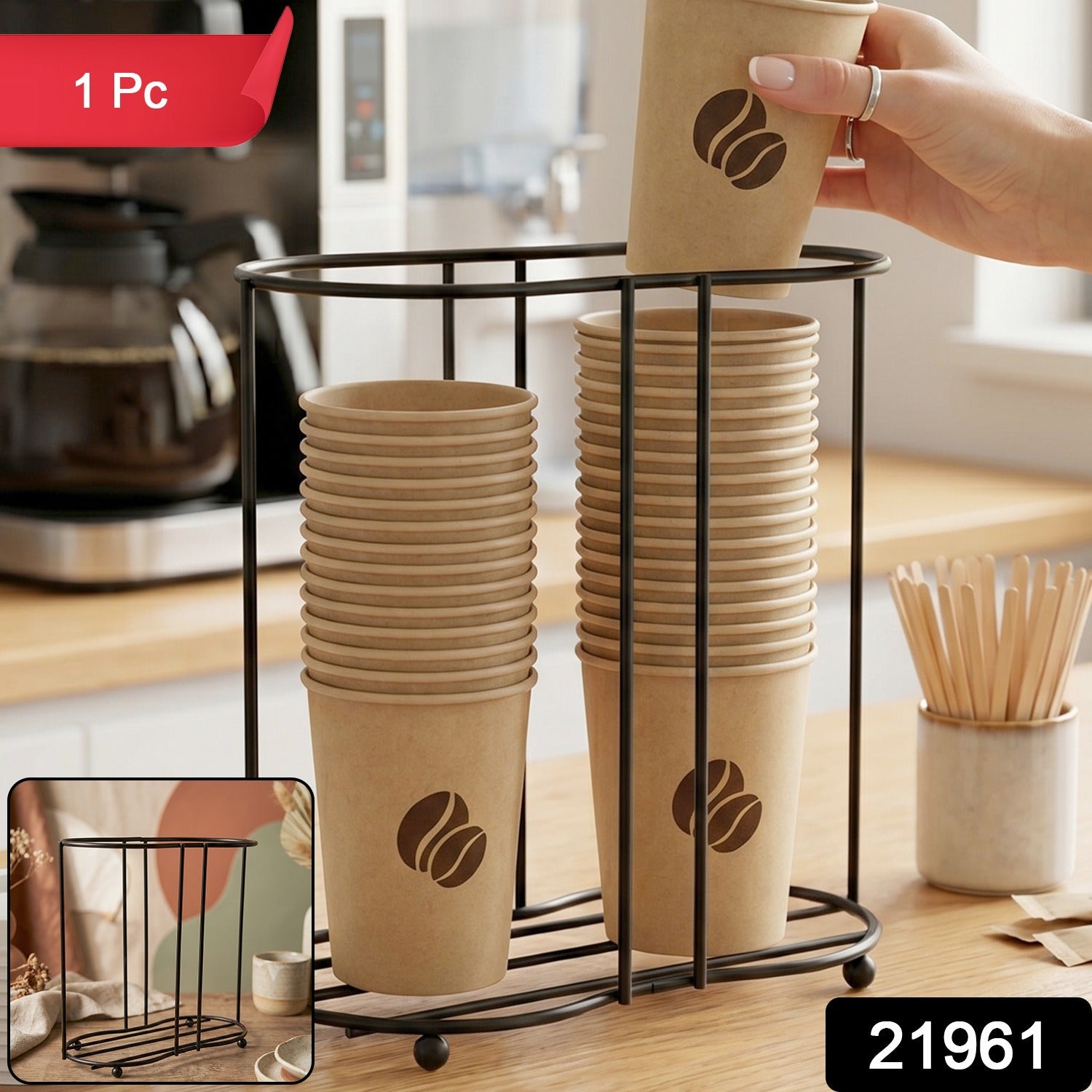 Metal Desktop Water Cup Holder – Space-Saving Organizer for Cups Secondary image