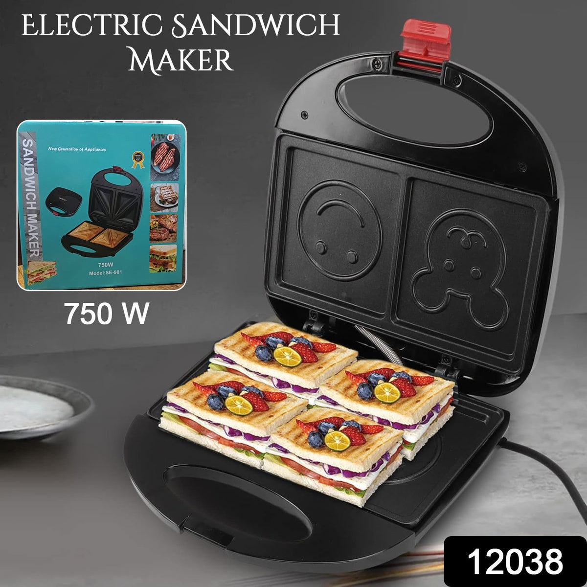 Golden brown sandwich being grilled in the FirePot electric sandwich maker. Main image