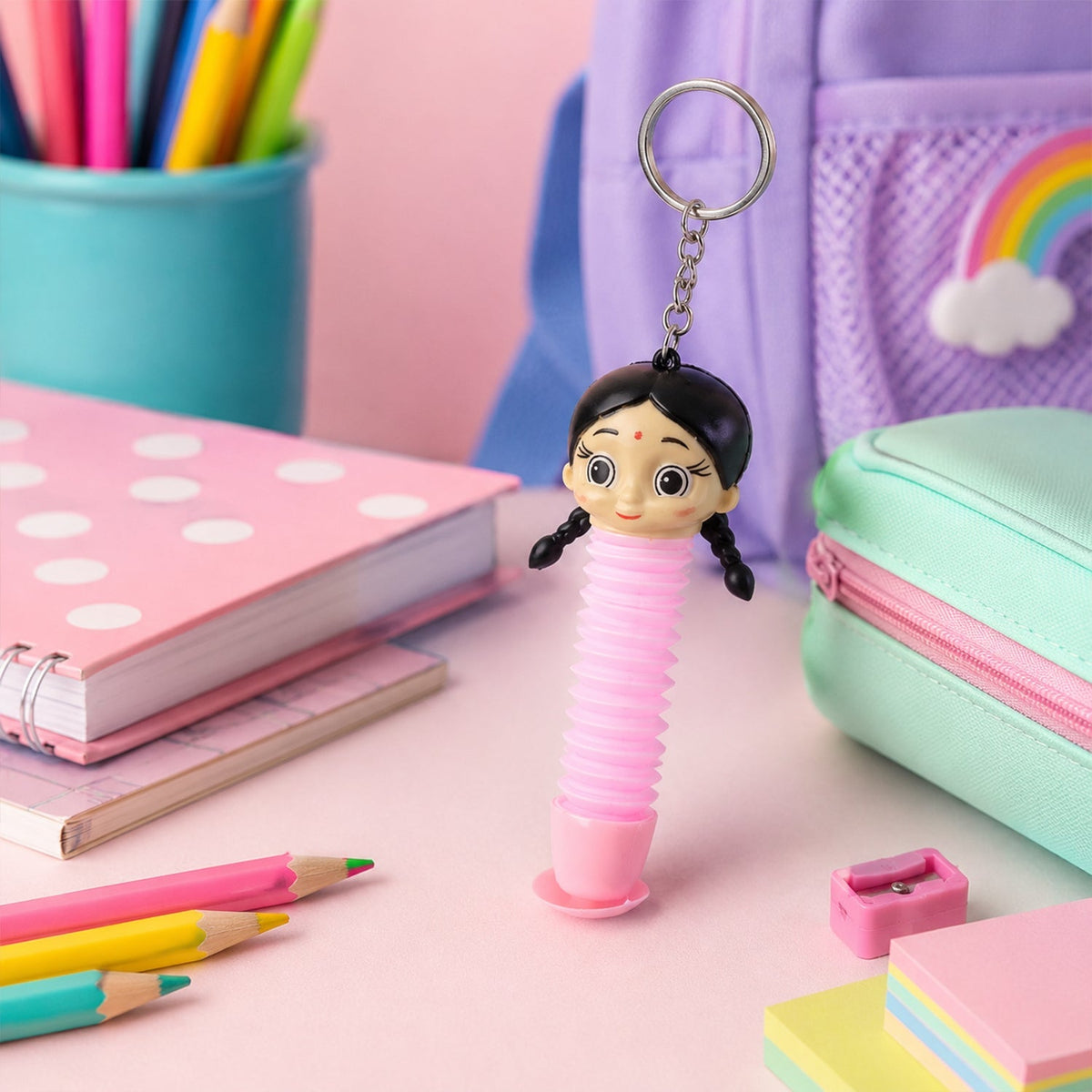 Colorful pop tube stretch cartoon toy for kids Main image